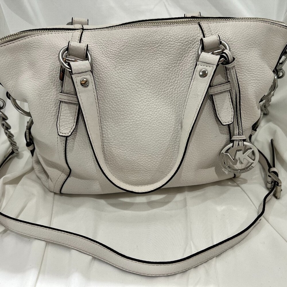 Michael Kors White Leather Hobo Bag